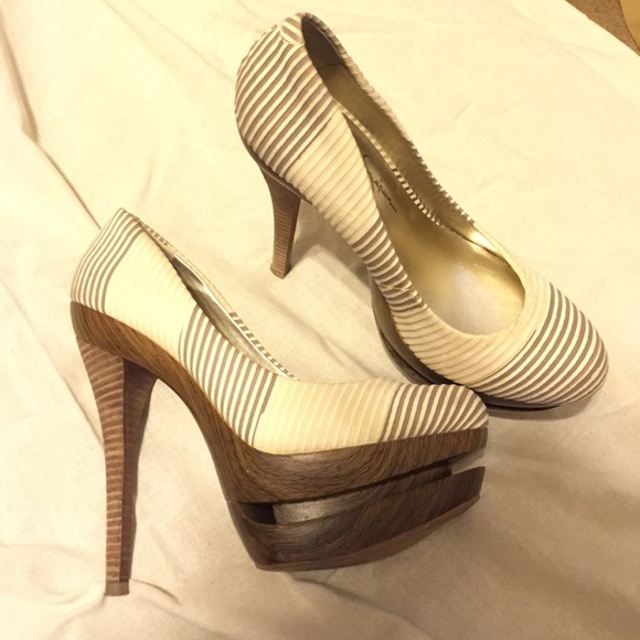 Neutral Colored Striped Heels