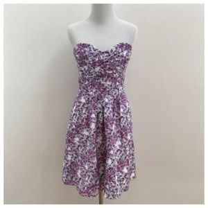 Purple floral sweetheart strapless dress
