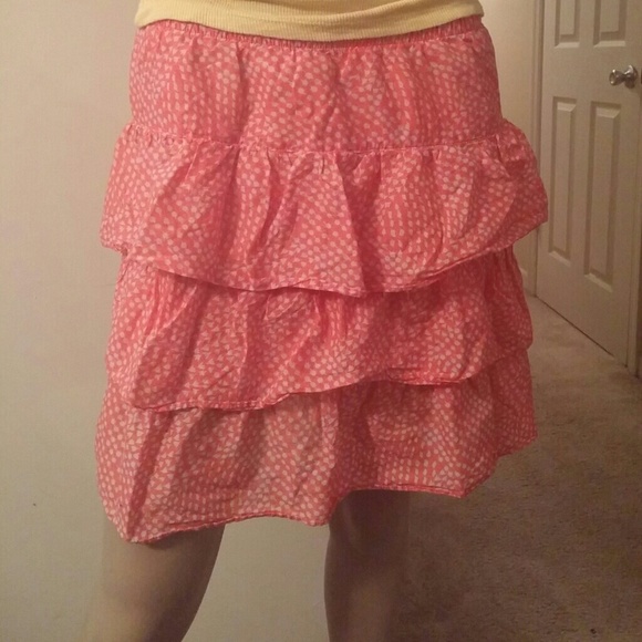 Coral/Tan Ruffle Short Slirt - Picture 2 of 4