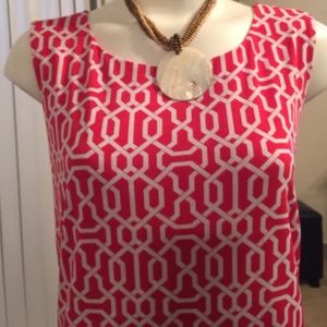 White and Red diamond patterned Midi Dress