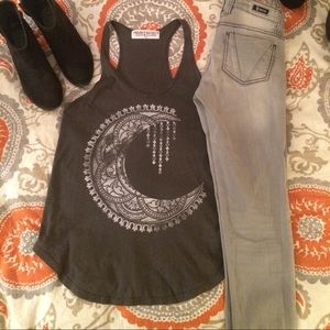 ••Grey racer back graphic tank!••