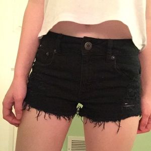 American Eagle Black Hi-Rise Festival Shorts