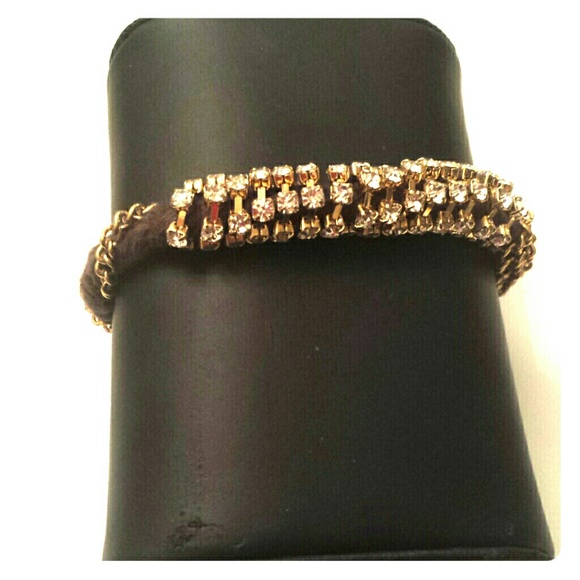Banana Republic button and rhinestone bracelet