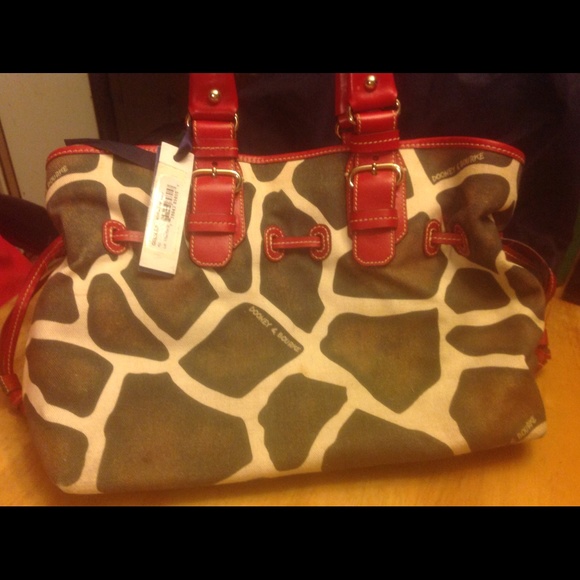 Authentic Dooney&Bourke purse Giraffe print w/red - Picture 3 of 4