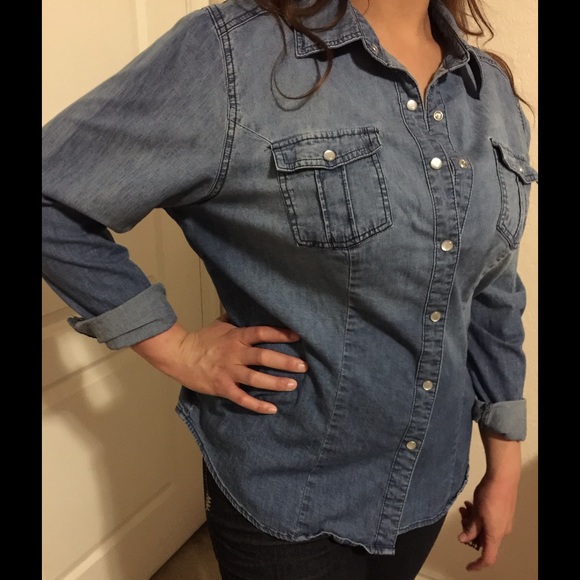 Plus size denim button up - Picture 2 of 4