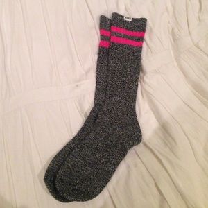PINK long grey socks