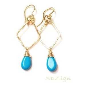 Turquoise and Gold Mini Drops