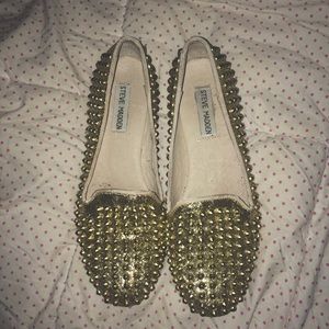 Steve Madden Gold Studded Loafers Size 8