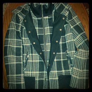 New York and Co black and white plaid coat