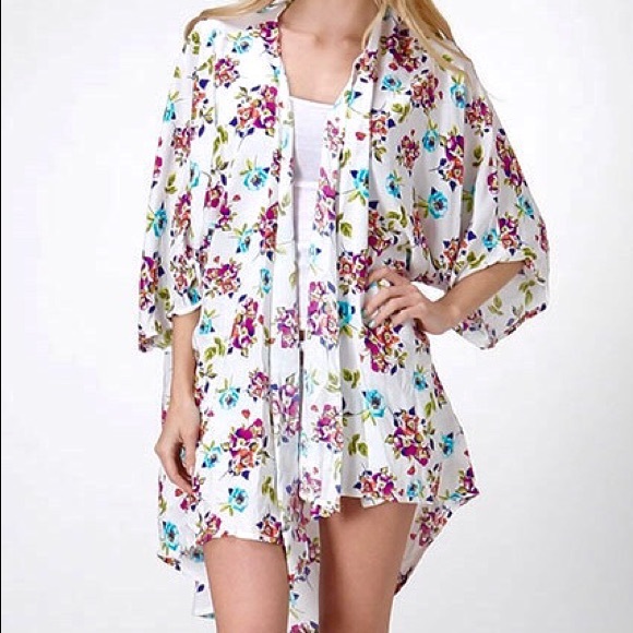 NEW! Boho Hippie Floral Print Kimono Cardigan