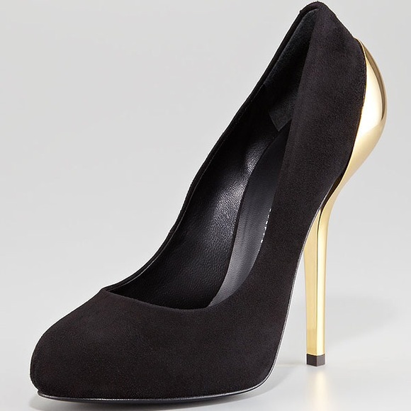 Giuseppe Zanotti Gold Metal Heel Suede Pumps Sz 38
