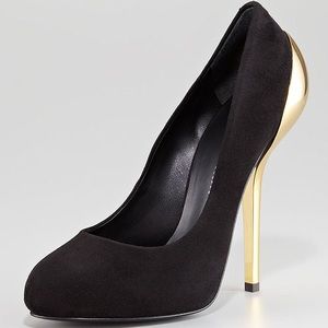 Giuseppe Zanotti Gold Metal Heel Suede Pumps Sz 38