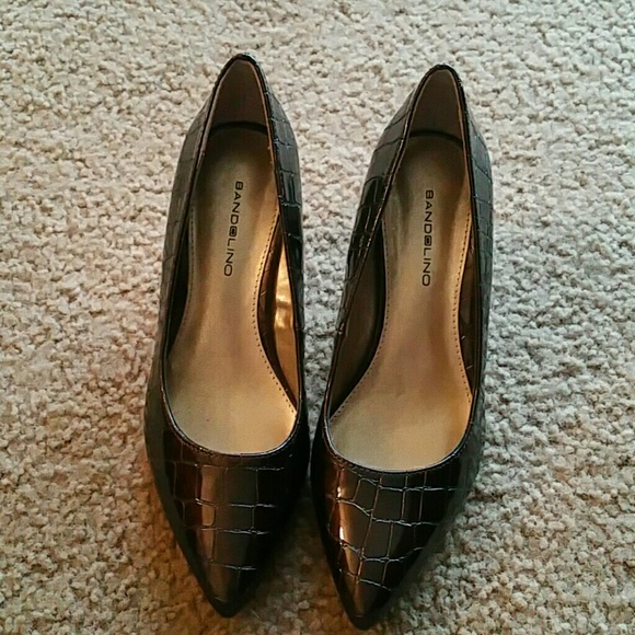 Brown croc heels