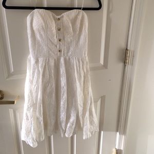 Strapless Ivory eyelet dress