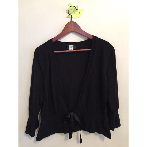 Studio 1940 Cropped Black Silk Cardigan, EUC
