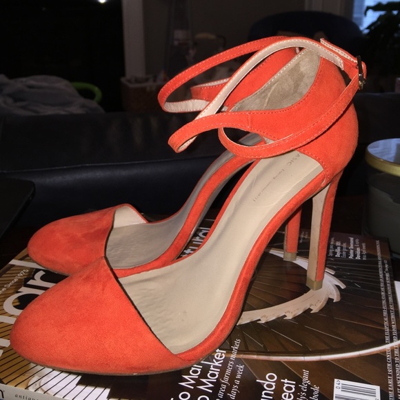 Zara orange ankle strap heels