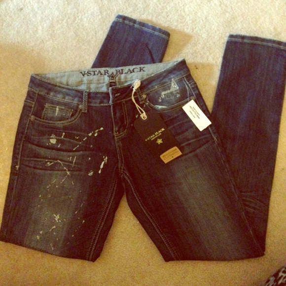 V star dark wash skinny jeans