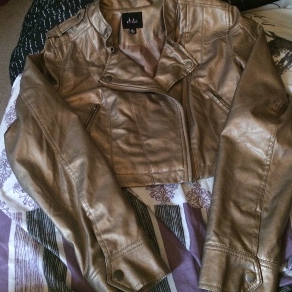 Gold Leather Crop Jacket
