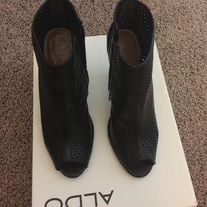 Aldo black leather booties
