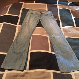 Light wash denim jeans.