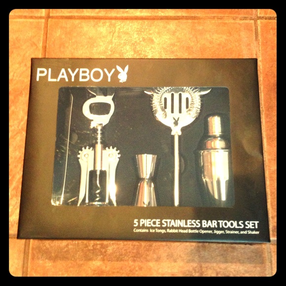 5 Piece Playboy Stainless Bar Tools Set