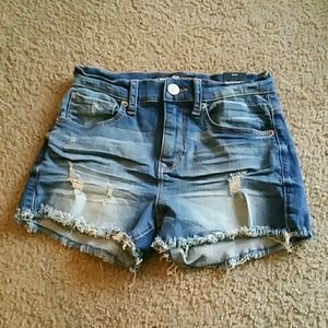 Express distressed high waist shorts