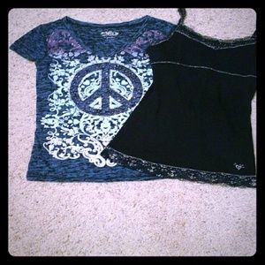 Sparkly peace sign justice shirt with a cami