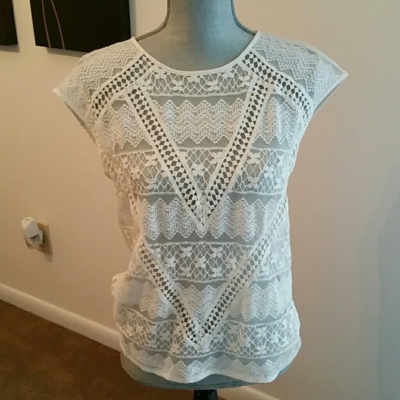 Express sheer lace tee