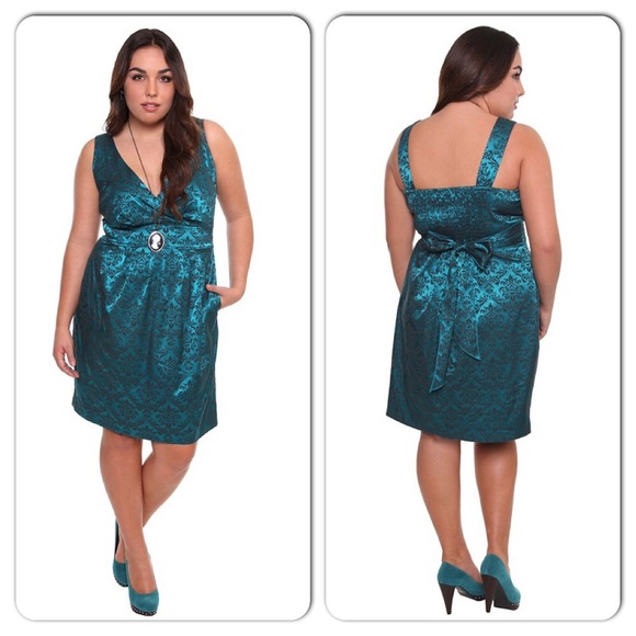 Gorgeous Teal Jacquard Dress