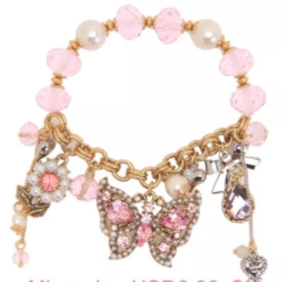 Lovely PINK Bow Butterfly Chain Jewelry Bracelet