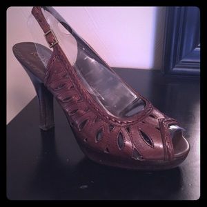 Brown leather heels