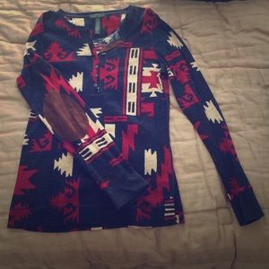 Ralph Lauren top with faux suede elbow patches