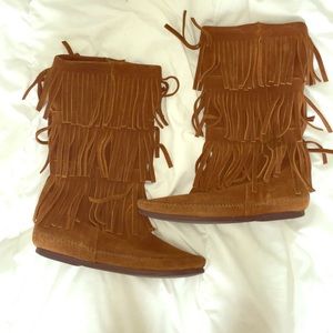 3 Fringe Minnetonka Calf Boots