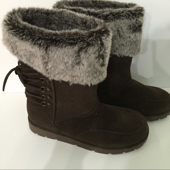 Brown faux suede fur boots! NWOT