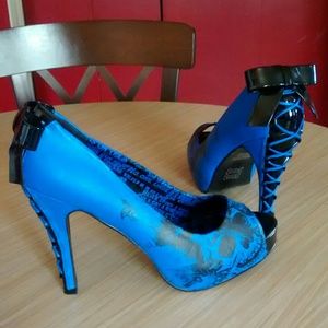 Blue Skull Heels