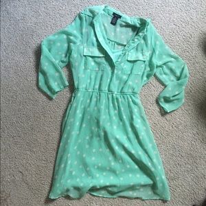 Teal polka dot dress