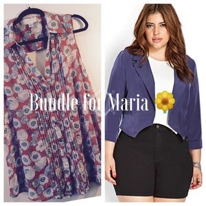 Blue Jacket and Floral Blouse
