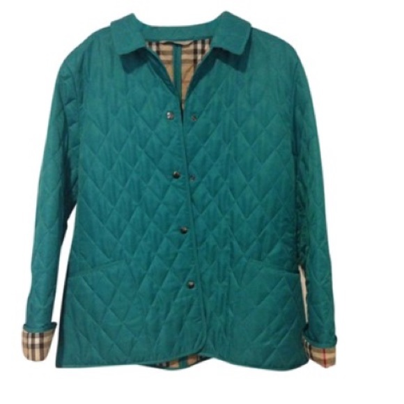 Teal Burberry Quilted Jacket
