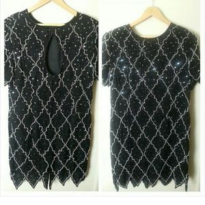 Black/Cream Sequin Dress