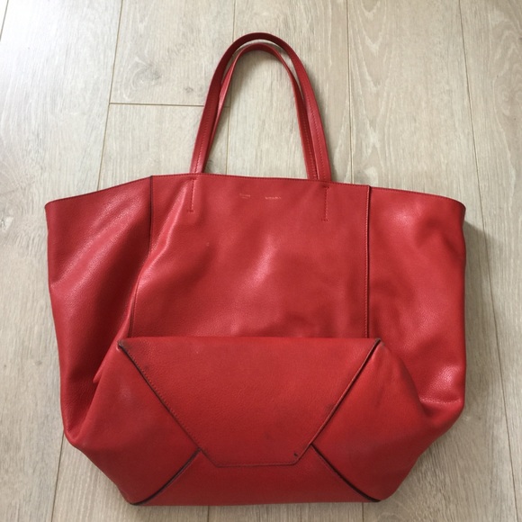 Celine Handbags - Celine Red Cabas