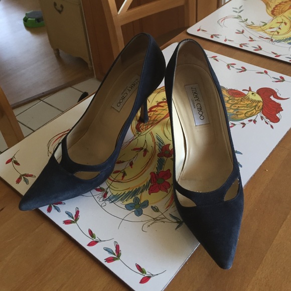 SOLD Jimmy Choo Navy Blue Suede Pumps