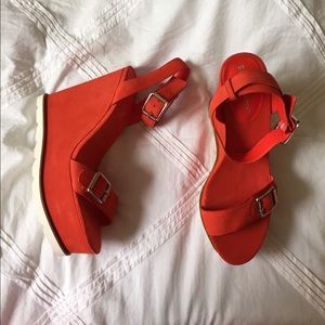 Red Orange Lug sole Wedges!!