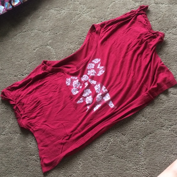 Red lace bow crop top