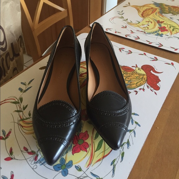 Aerin Black Leather Kitten Heel Pumps