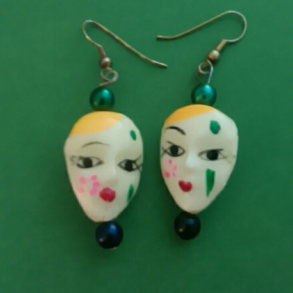 Vintage Authentic Mardi Gras double sided earrings