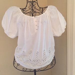 Velvet white Peasant blouse