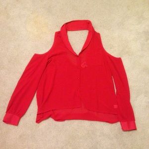 Long Sleeve Red Blouse. Sabo