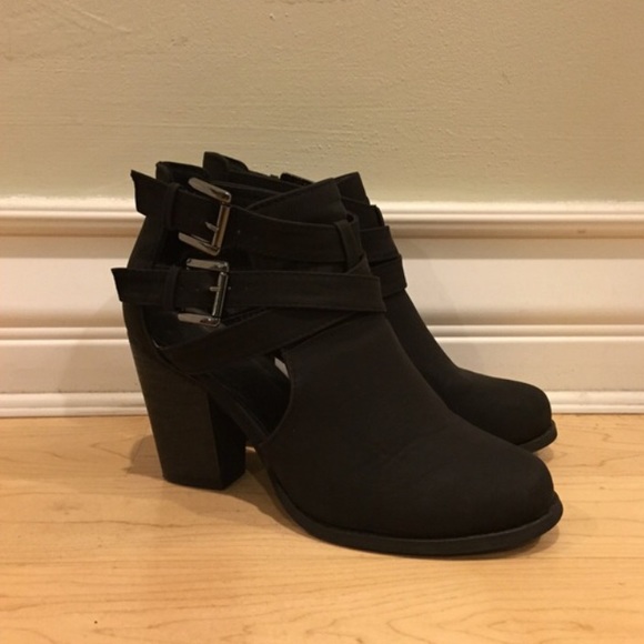 Black cutout booties