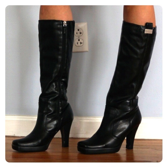 Nickels Boots - Black Knee High High Heel Boots