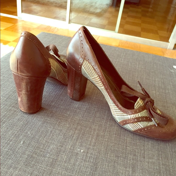 Brown closed toe high heel